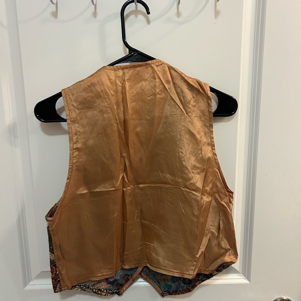 Vintage Facets Teddy Bear Tapestry Vest Brown Multicolor Women’s Size M - Picture 2 of 5